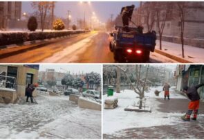 عملیات برف روبی و نمک‌پاشی معابر شهر توسط شهرداری گلبهار