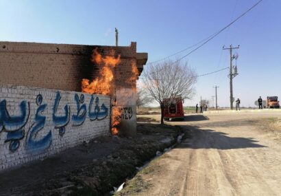 آتش سوزی علمی گاز در روستای حسین‌آباد امام جمعه