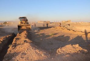 تخریب ساخت و سازهای غیر مجاز در اراضی روستای کسرینه و زنده جان شهرستان کاشمر