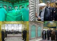 غبارروبی ضریح مطهر رضوی همزمان با سالروز آغاز امامت امام زمان(عج)