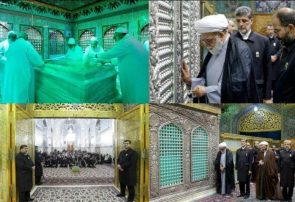 غبارروبی ضریح مطهر رضوی همزمان با سالروز آغاز امامت امام زمان(عج)