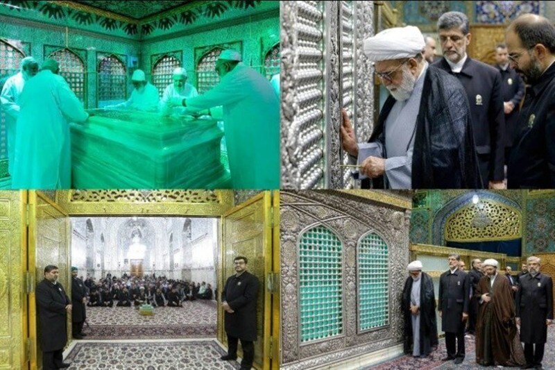 غبارروبی ضریح مطهر رضوی همزمان با سالروز آغاز امامت امام زمان(عج) غبارروبی ضریح مطهر رضوی همزمان با سالروز آغاز امامت امام زمان(عج)